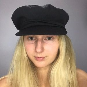 vintage black cabby hat with tags